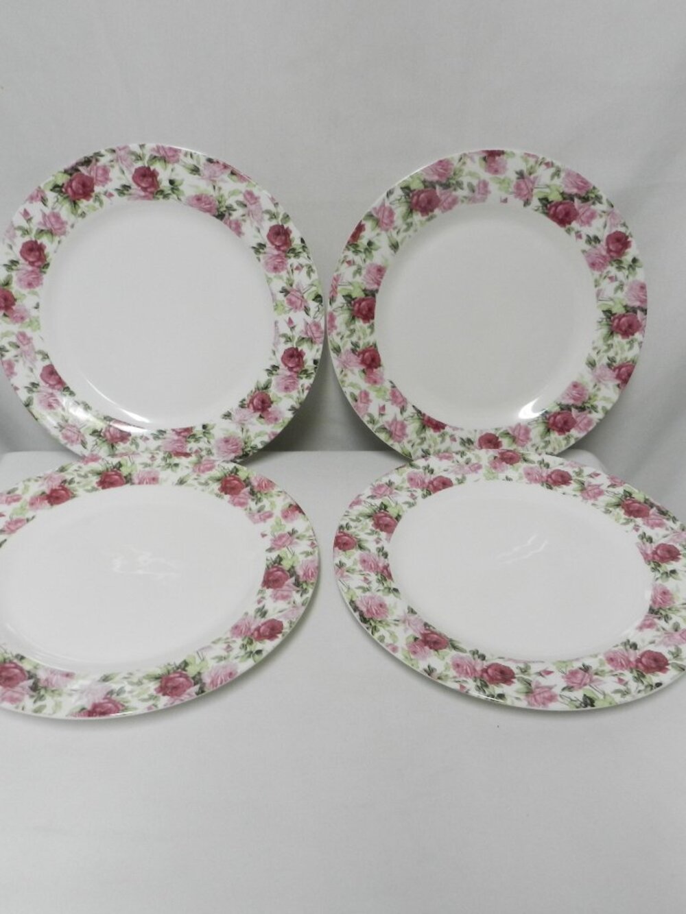 Minor Shelf-wear Bowl measures 4" tall and 10" across the top. Plates measure 8"